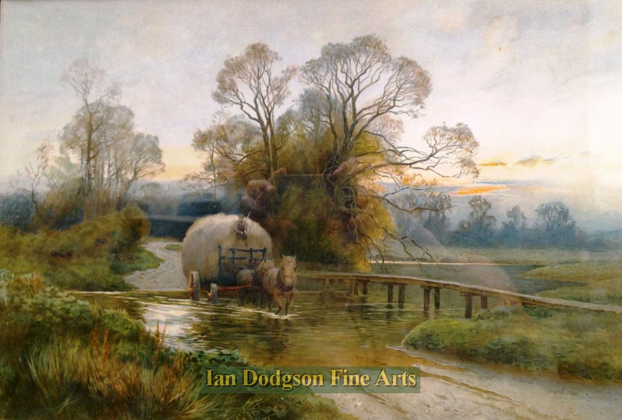 Ernest William Haslehust - Crossing Trescott Ford Chromolithograph (c1900)