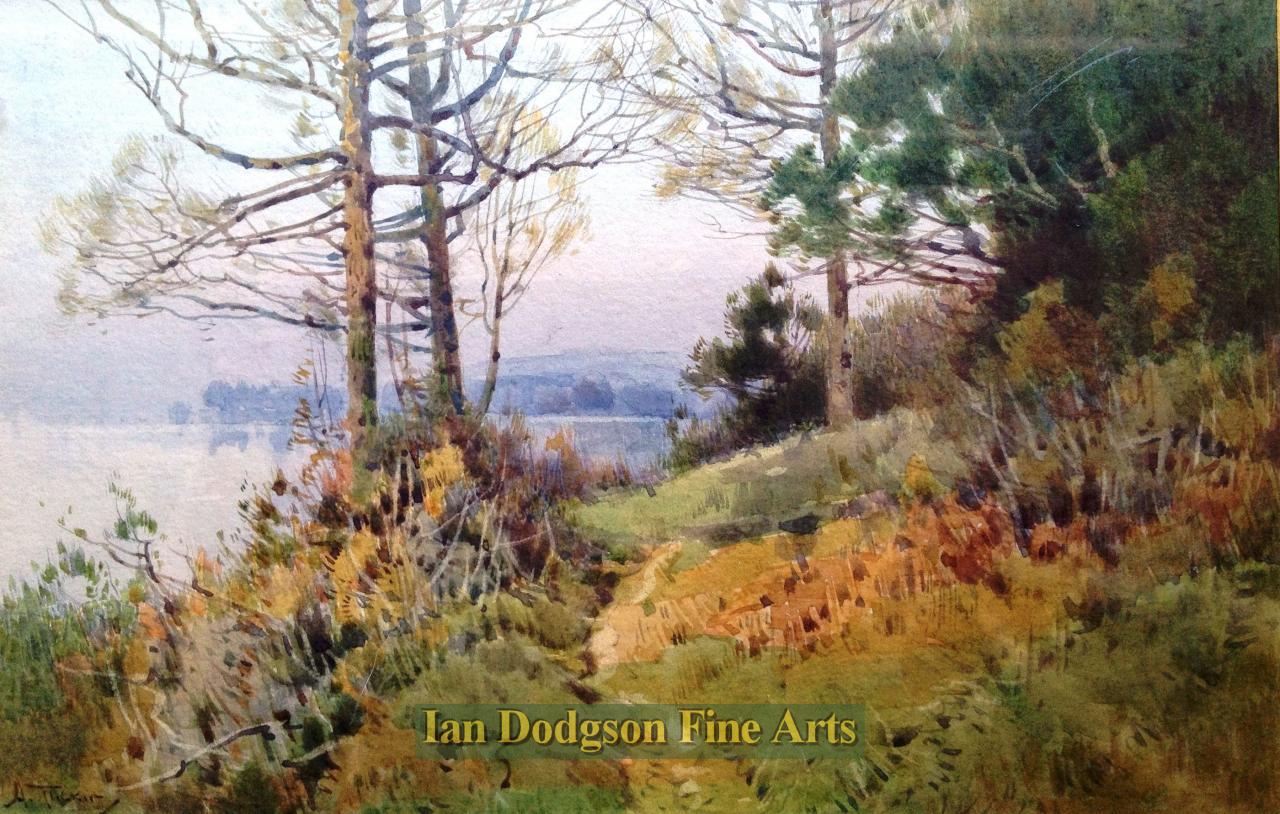 Arthur Tucker - A Misty Morning Windermere Watercolour (c1910)