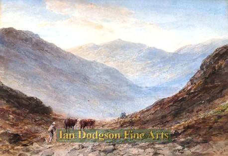 Edward Tucker snr - Over the mountain pass Watercolour (c1880)