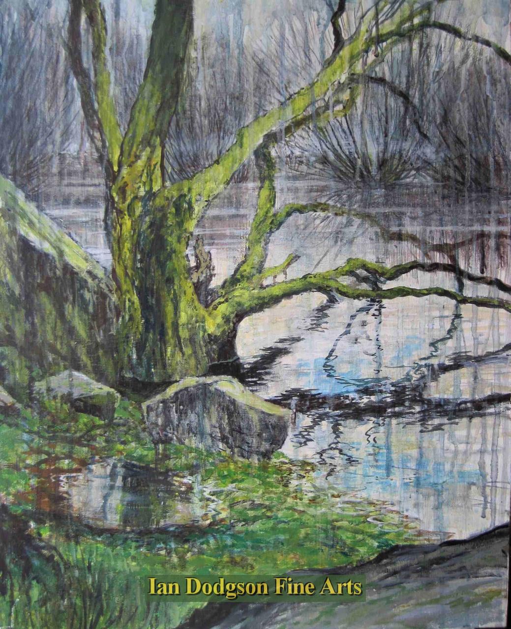 Jeremy Yates - Flood Plain (Llanberis) Acrylic on panel (undated)