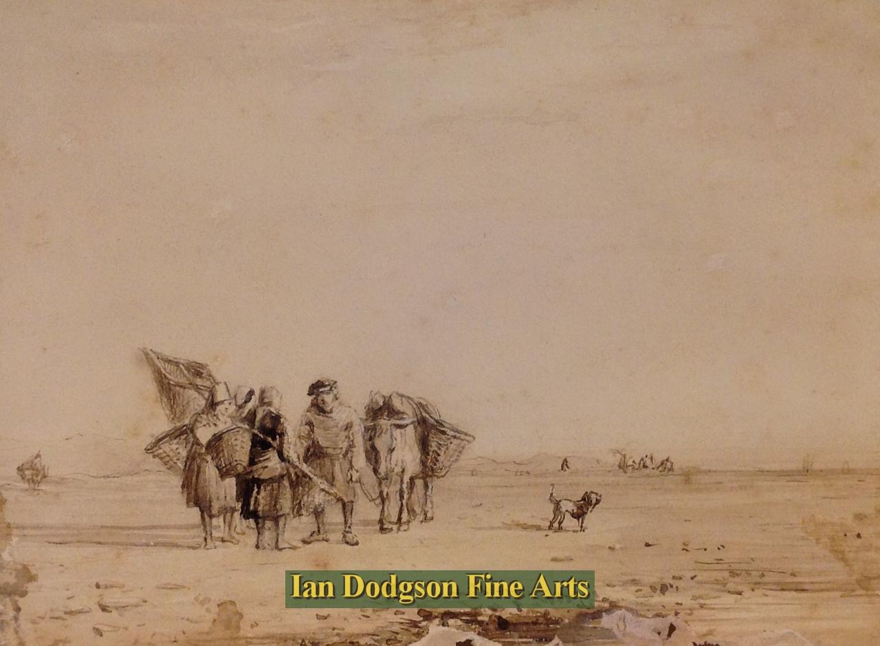 David Cox Snr - Ulverston Sands Pen & Wash (c1830)