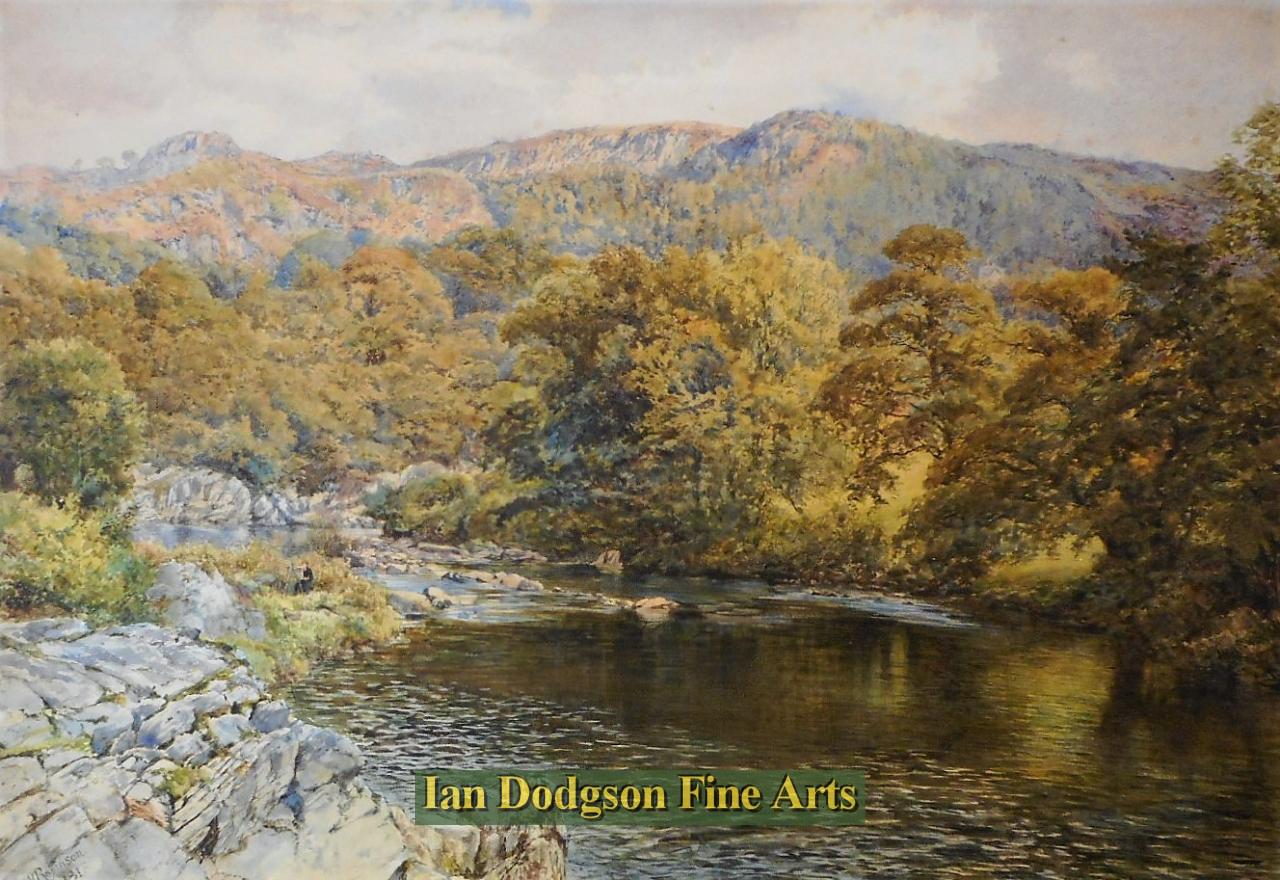 William Robinson - River Lledr meets the Conwy Watercolour (1881)