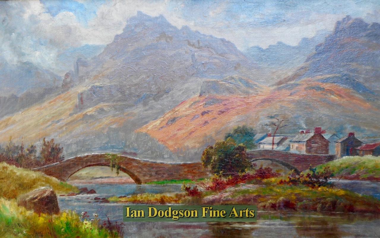 Joseph Barnes - Grange Bridge, Borrowdale, Cumbria. Oil on canvas (c1890)