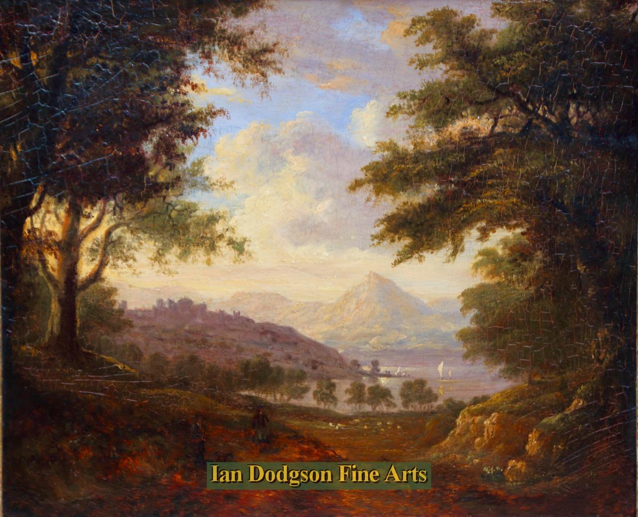 Jane Nasmyth - Evening by the lake Oil on panel (c1810)